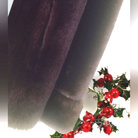 FUR GORGEOUS! SWING COAT VINTAGE Heavy PLUSH Open  CHOCOLATE BROWN M/L - Picture 9 of 15